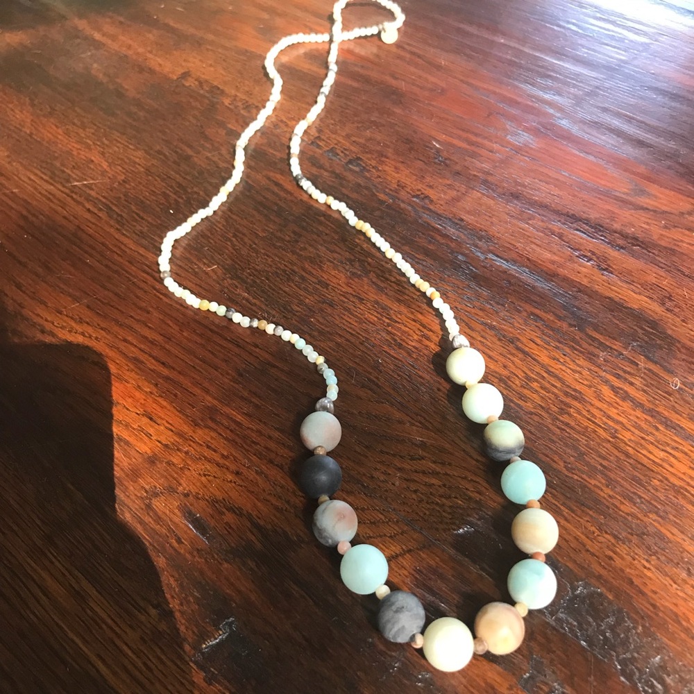 Long Beaded Stone Necklace